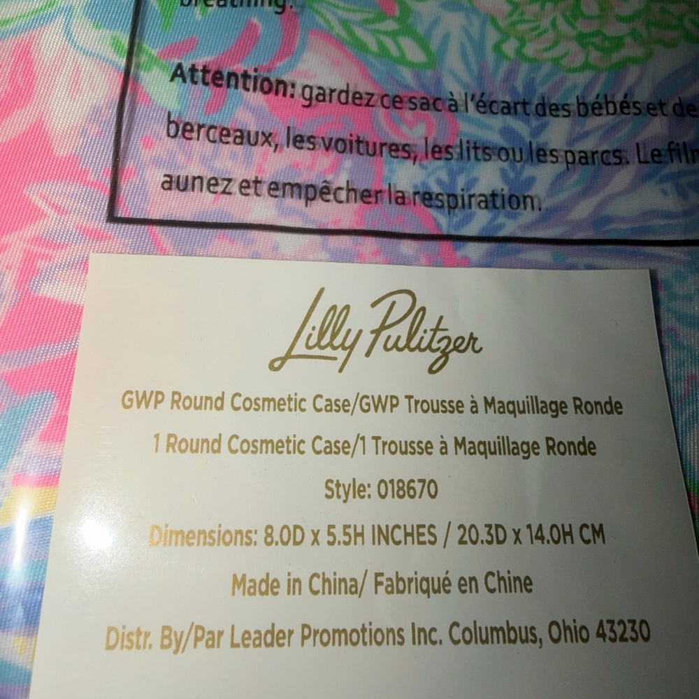 NEW Women’s Lilly Pulitzer Multi Bright Delight Patch Round Cosmetic Case NWT - Picture 4 of 5
